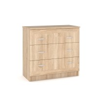 Cómoda de 3 Cajones, Color Cambria, 80.5x38x77 cm, Mueble Organizador para Dormitorio.