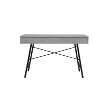 Mesa de Estudio y Trabajo con Cajones, Gris Cemento y Negro, 120x48x76cm, Patas Metálicas - Moderna y Duradera